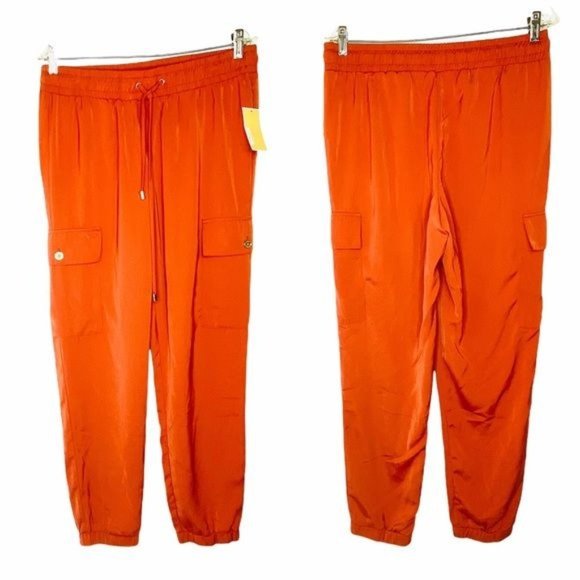 Michael Kors Cargo Jogger Pants Orange Womens Size 12 New With Tags - Picture 3 of 11